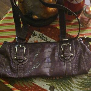 NWOY Croft & Barrow Purple Crocodile-Embossed Shoulder Bag